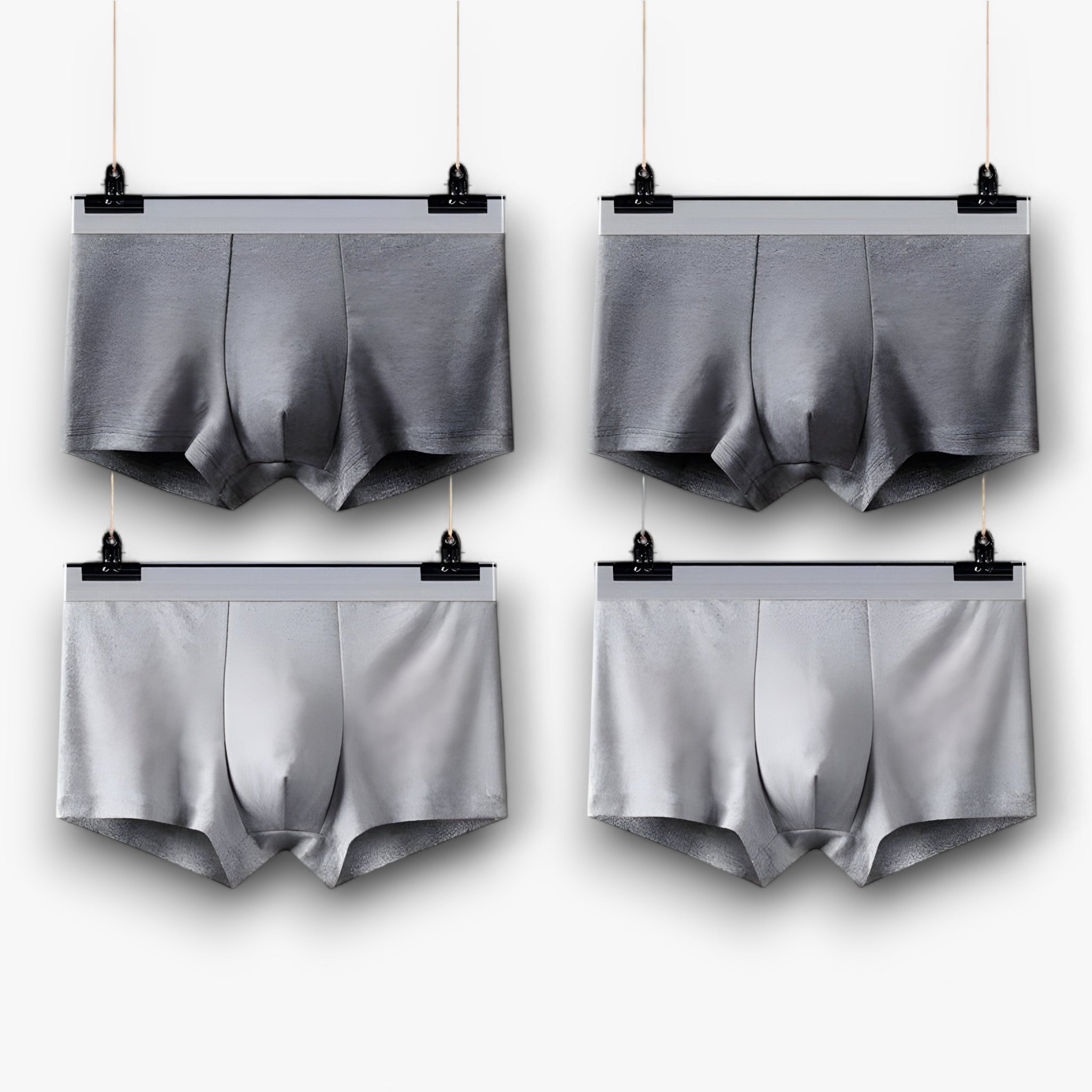 Boxer Briefs : Ademende Boxershorts - Sexy en Comfortabel - 2 Zwart in 2 Grijs - 2 Donker van Pantino