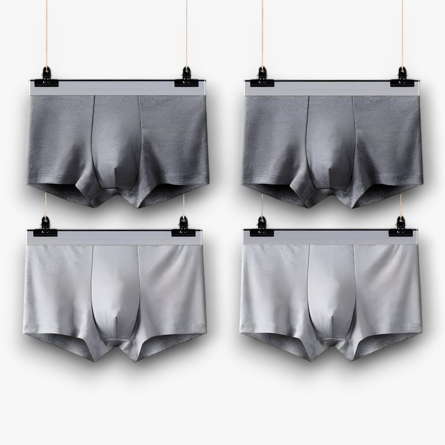 Boxer Briefs : Ademende Boxershorts - Sexy en Comfortabel - 2 Zwart in 2 Grijs - 2 Donker van Pantino