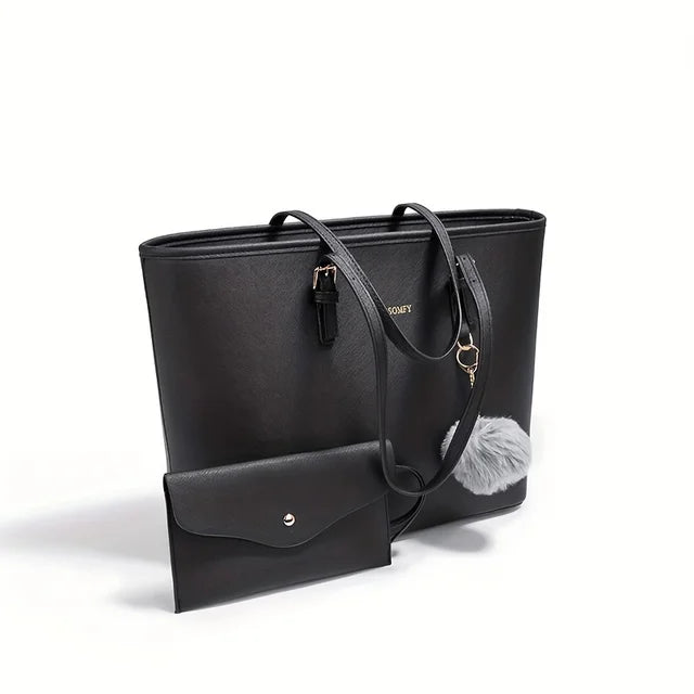 bags : Elegante Schoudertas met Grote Capaciteit - Zwart in Zwart van Pantino