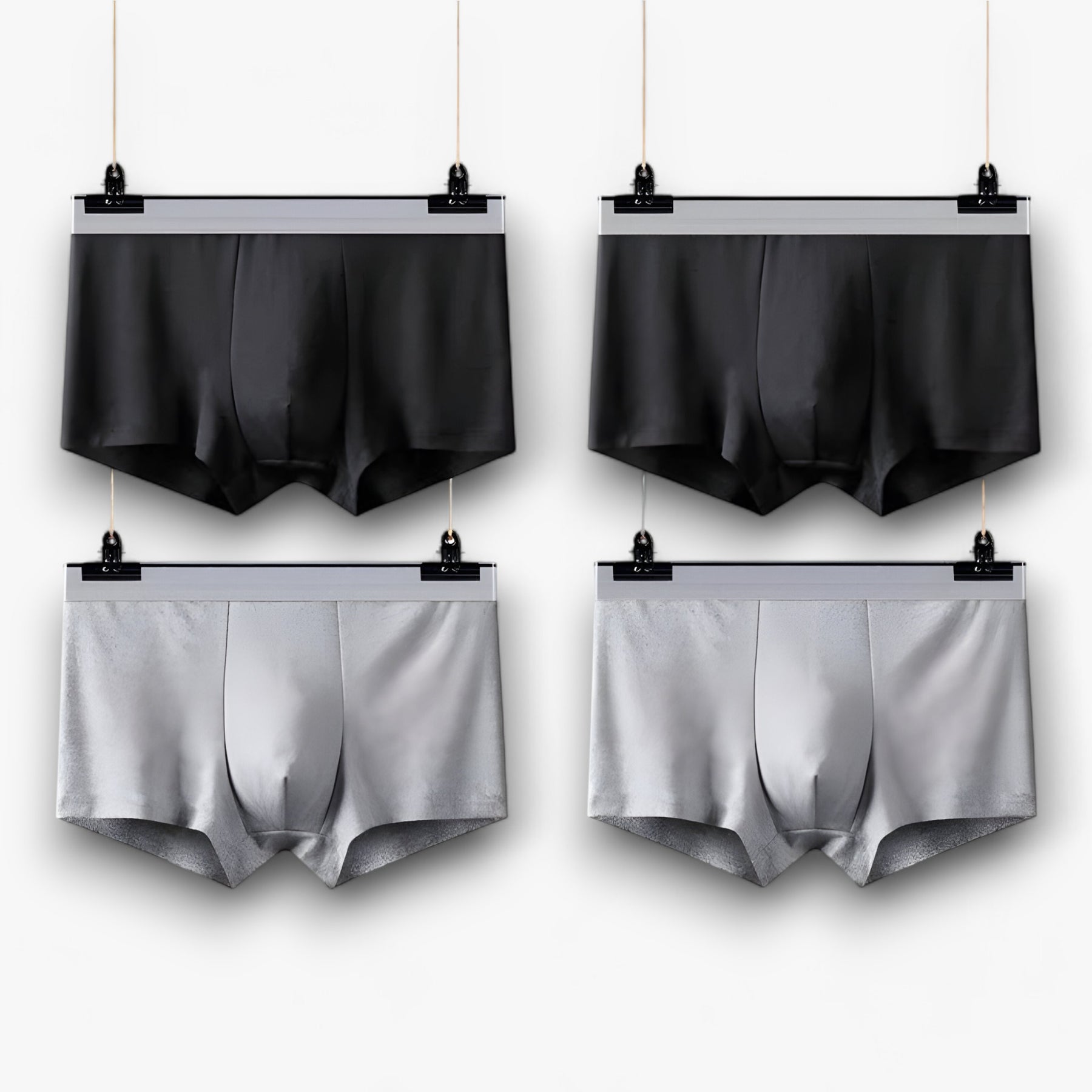 Boxer Briefs : Ademende Boxershorts - Sexy en Comfortabel - 2 Zwart in 2 Zwart - 2 Grijs van Pantino