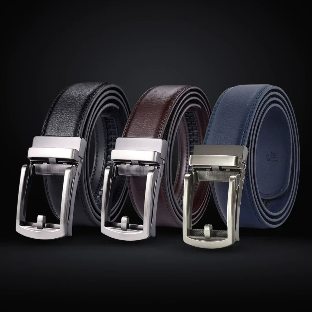 Men's Belt : Cintura Uomo Senza Buchi Regolabile in Pelle Nera - Misura Unica in van Pantino