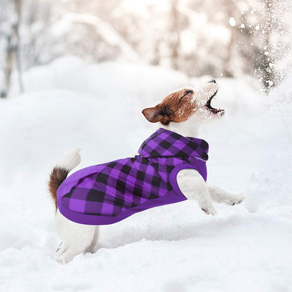 pets : Gezellige Fleece-Gevoerde Geruite Honden Hoodie in van Pantino
