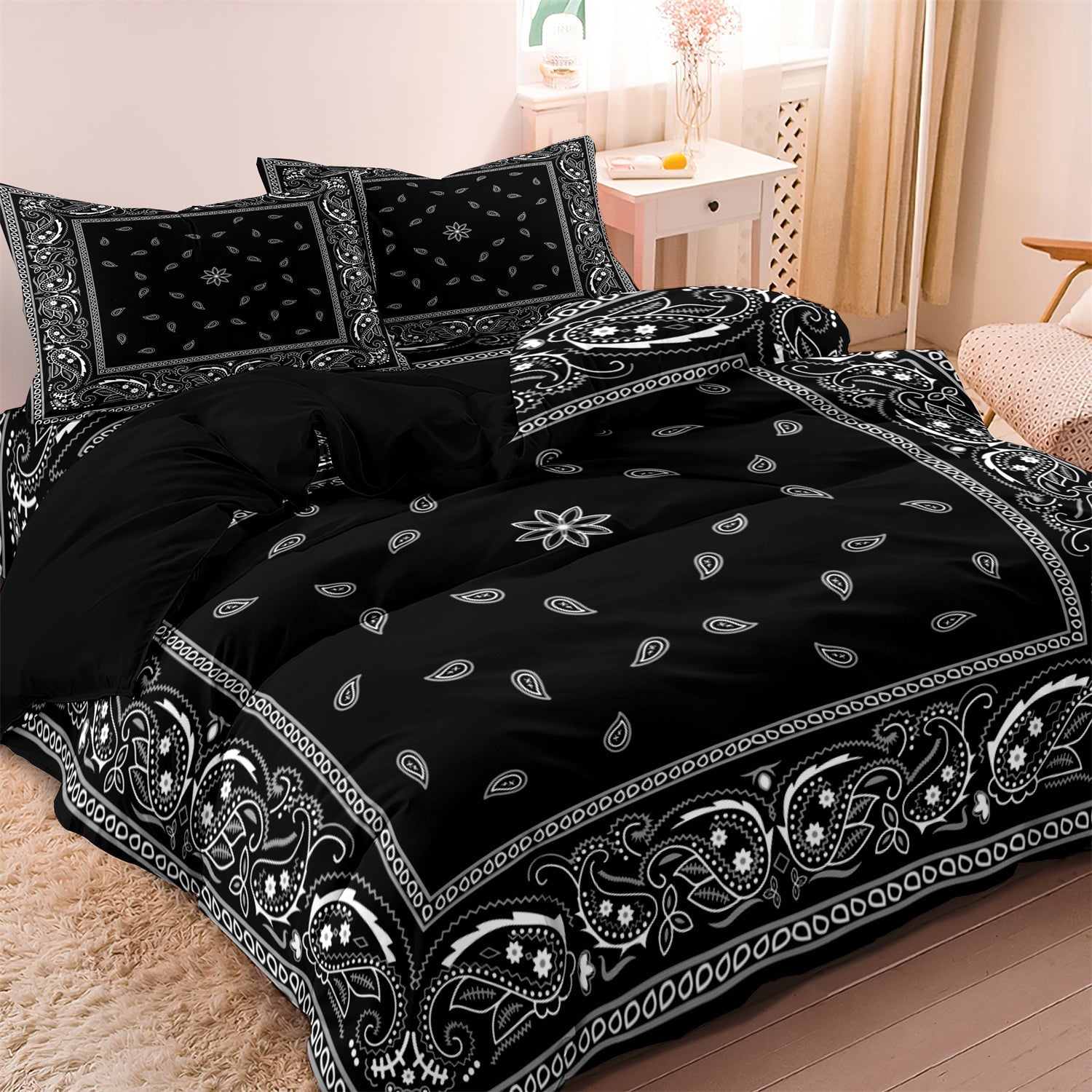 home & garden : Luxe Layers - Paisley Mandala Bloemen Gedrukte Dekbedovertrek Beddengoed Set in EU King van Pantino