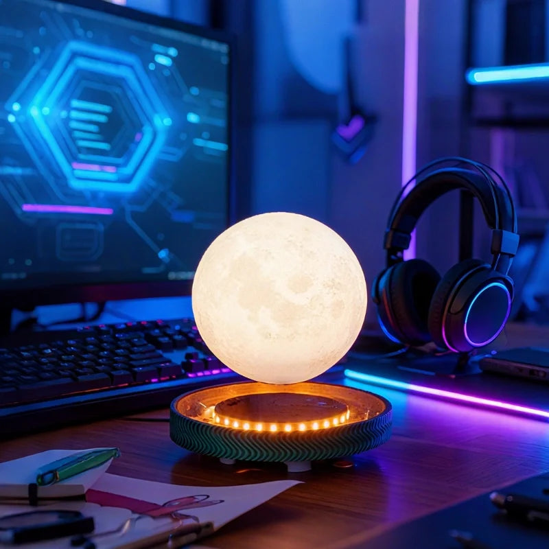 EtherealOrbit Zwevende Lamp – Magnetisch Zwevend Maan & Saturnus Licht