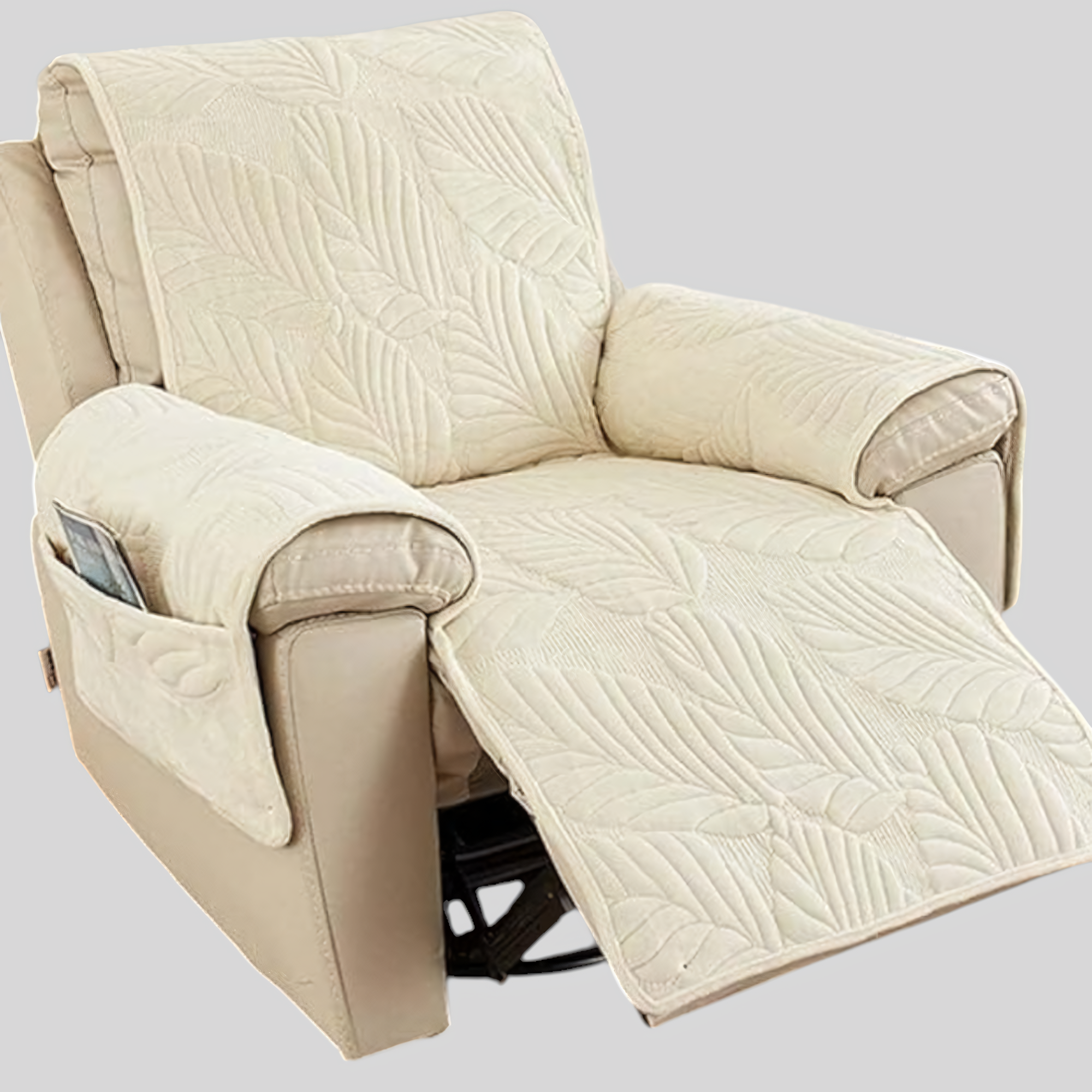 Recliner Sofa Covers : Relaxfauteuilhoes Bladpatroon Antislip - 6 Kleuren Universele Bescherming in Beige 24"x88.5" van Casa & Beyond