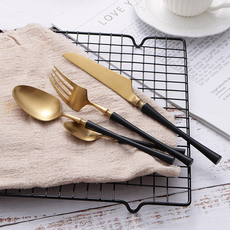 home & garden : Living Essence Bestekset - Dagelijks Gebruik Elegant Dineren - RVS in Mat goud & zwart van Pantino