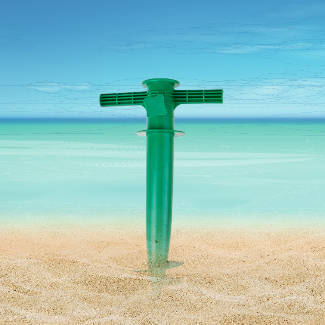 outdoor equipment : Parasolvoet Grondanker - Verstelbaar Stabiel Strand Terras - Metaal in Groente van Pantino