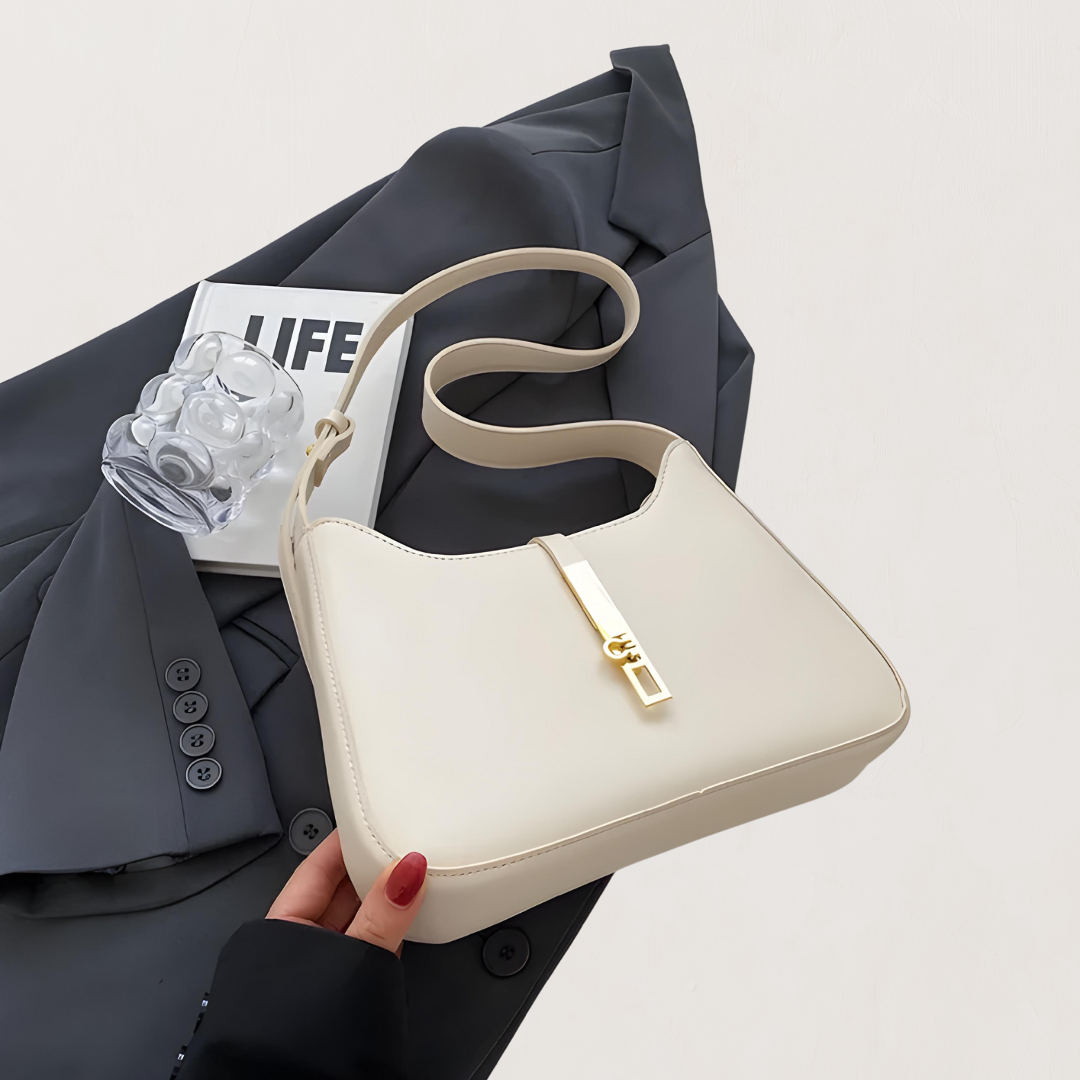 Shoulder Bag : Handtas Dames Zwart - Elegante Stijl - Synthetisch Leer in van Pantino