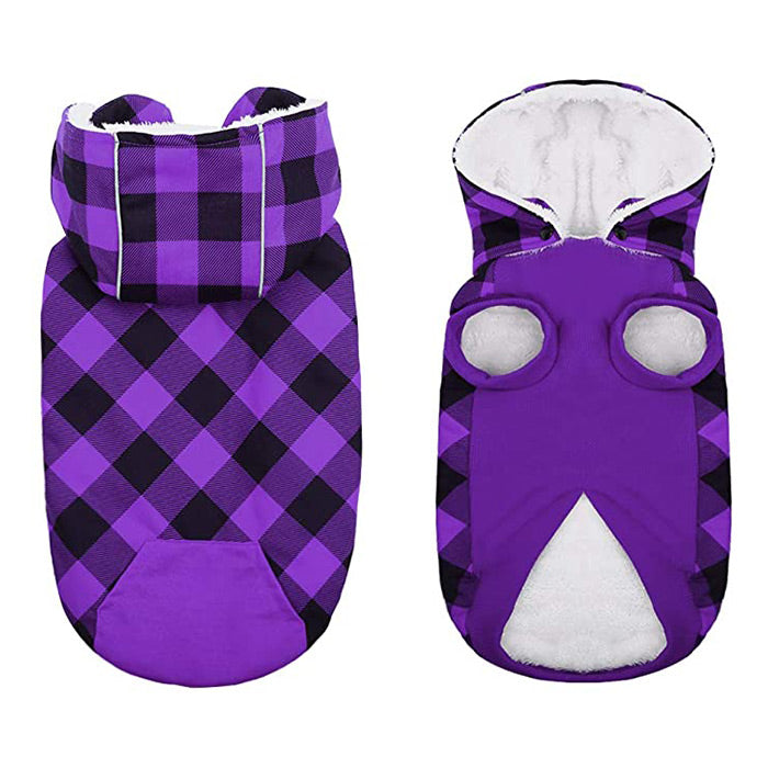 pets : Gezellige Fleece-Gevoerde Geruite Honden Hoodie in van Pantino
