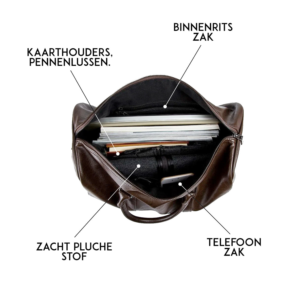 bags : Stijlvolle Leren Herentas - Ideaal voor Lange Reizen - Zwart in van Pantino