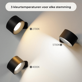 home & garden : 360° Draadloze Oplaadbare Wandlamp - Zwart in van Pantino
