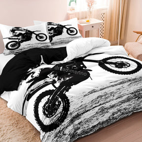 home & garden : Luxe Layers - Motorfiets Gedrukte Dekbedovertrek Beddengoed Set in EU King van Pantino