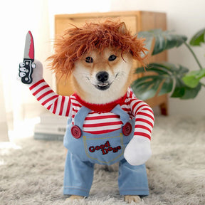 pets : Chucky Honden Kostuum - Grappig Halloween Verkleedpak voor Kleine tot Grote Honden in van Pantino