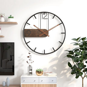 home & garden : Steel-Walnut Wandklok - Hout en Staal - Modern Verfijnd Design in van Pantino
