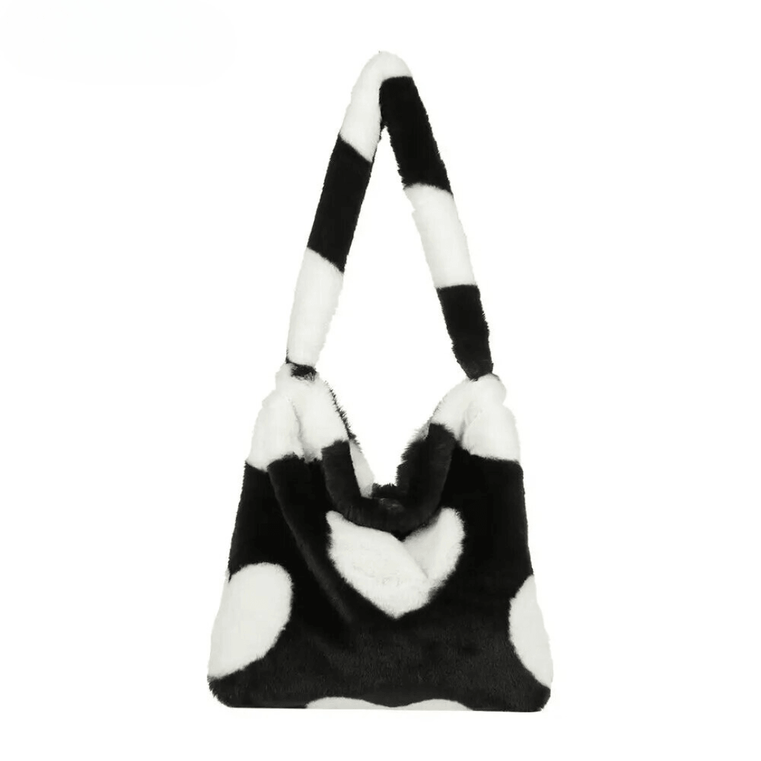 Tassen : Trendy Pluche Tas Dames - Luipaard Print - Zachte Pluche Schoudertas in van Pantino