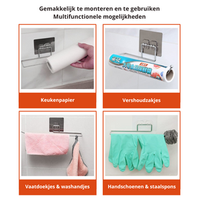 home & garden : Keukenrol Hanger Set 2 Stuks - Keukenpapier Handig Georganiseerd - RVS in van Pantino