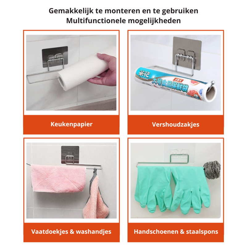 home & garden : Keukenrol Hanger Set 2 Stuks - Keukenpapier Handig Georganiseerd - RVS in van Pantino