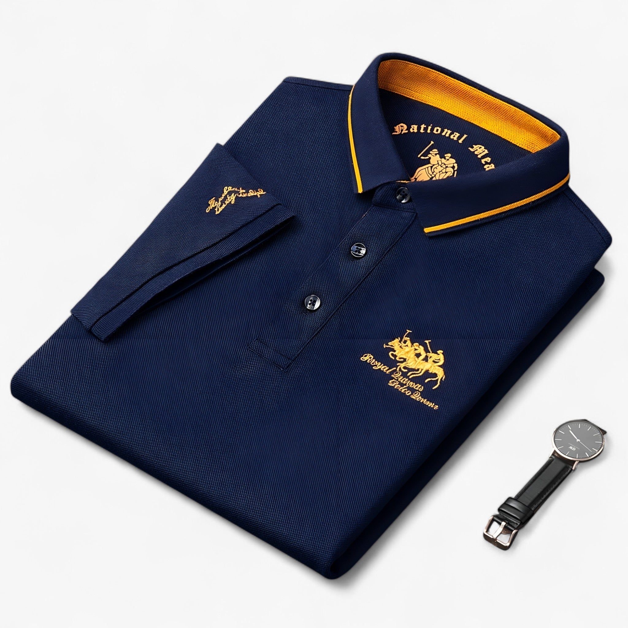 Polo Shirt : Heren Polo Zwart - Ademend Katoen Piqué voor Comfort Fit & Duurzaamheid in Blauw van Pantino