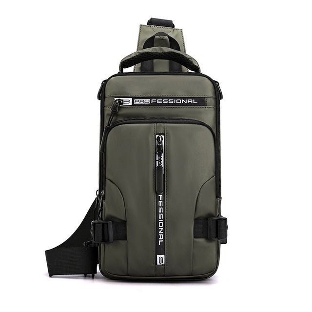 bags : Compacte Rugtas Heren Nylon - Khaki in Army Green 18cmx10cmx30cm van Pantino
