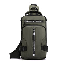 bags : Compacte Rugtas Heren Nylon - Khaki in Army Green 18cmx10cmx30cm van Pantino