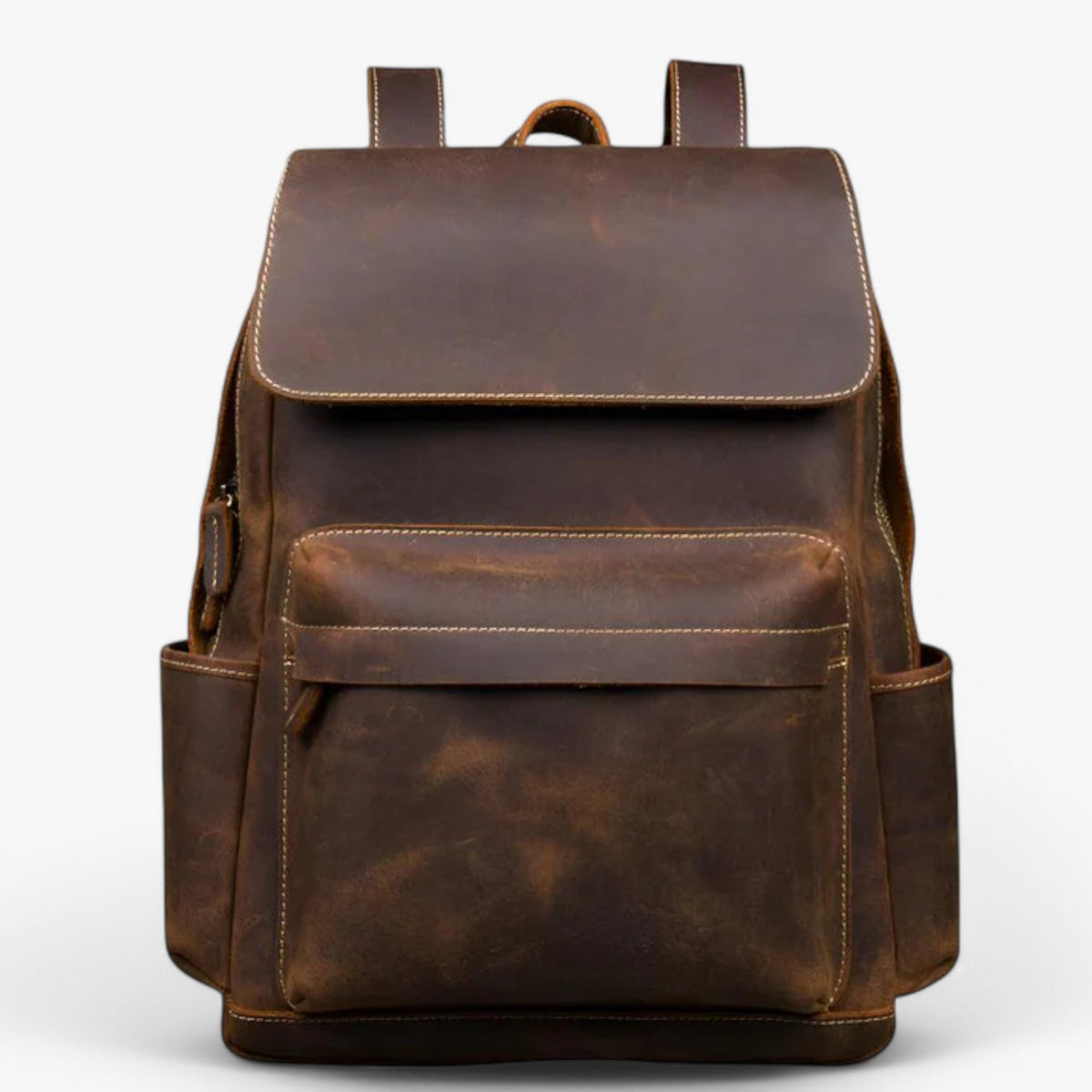 bags : Rugzak Donkerbruin - Luxe Leren Leer in van Pantino