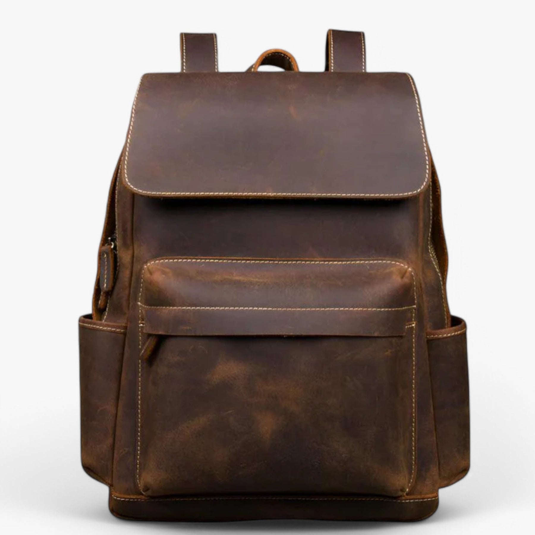 bags : Rugzak Donkerbruin - Luxe Leren Leer in van Pantino