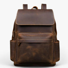 bags : Rugzak Donkerbruin - Luxe Leren Leer in bruin van Pantino