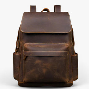 bags : Rugzak Donkerbruin - Luxe Leren Leer in bruin van Pantino