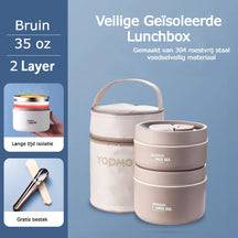 home & garden : MealBox - (gratis Bestekset + Draagtas T.w.v. € 19.95) - Wit in Bruin 2 Boxen + Tas + GRATIS bestekset van Pantino