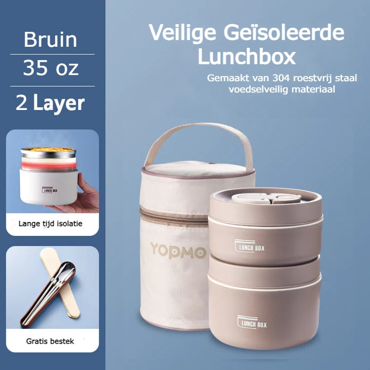 home & garden : MealBox - (gratis Bestekset + Draagtas T.w.v. € 19.95) - Wit in Bruin 2 Boxen + Tas + GRATIS bestekset van Pantino