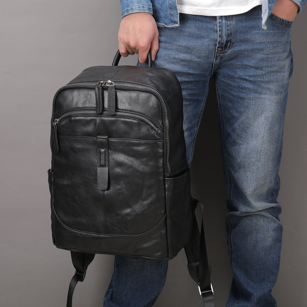 bags : Rugzak Zwart - Executive Craft Lederen in van Pantino