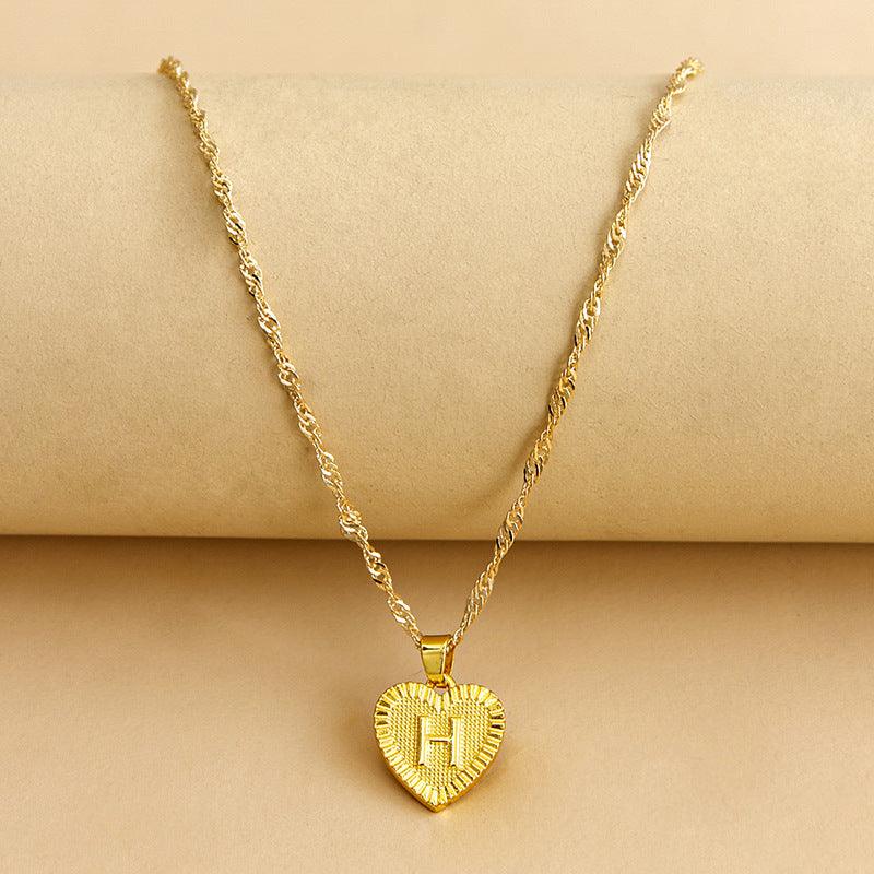 Necklace : Initiaal Hart Hanger in Gold H van Pantino
