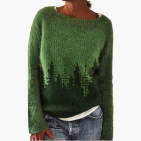 Truien : Esprit Vintage Retro Trui voor een Unieke Look - Blauw/bomen in van Pantino