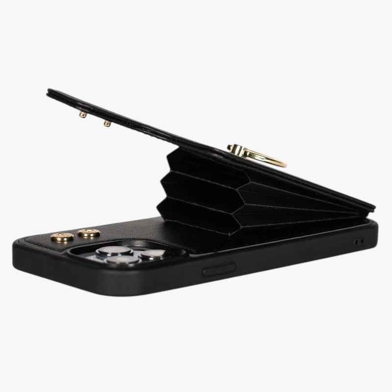 Hoesje iPhone 13 Pro Luxe - Schokbestendig Leer | Elegant Magnetisch Hoesje Zwart