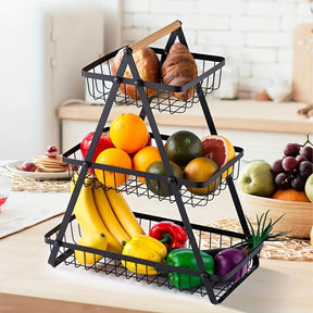 home & garden : 3-Laags Fruitmand - Aanrecht Opbergen Groenten Fruit - Metaal in van Pantino