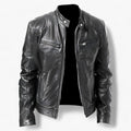 Giacca in pelle per uomo per moto - Slim fit e protezione dal vento - Nero