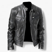 Leather Motorcycle Jacket : Leren Jas voor Mannen voor de Motor Heren - Slim Fit en Windbescherming - Zwart in Zwart van Pantino