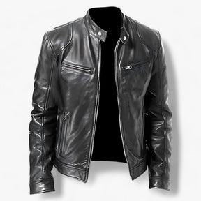 Leather Motorcycle Jacket : Leren Jas voor Mannen voor de Motor Heren - Slim Fit en Windbescherming - Zwart in Zwart van Pantino