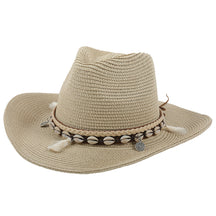Sun Hat : Schelp Zonnehoed met Kwastjes - Beige in Beige van Pantino