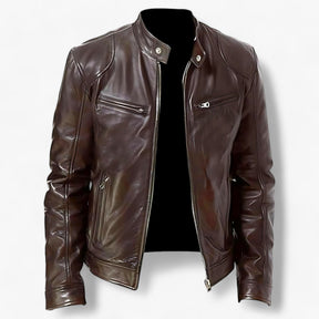 Leather Motorcycle Jacket : Leren Jas voor Mannen voor de Motor Heren - Slim Fit en Windbescherming - Zwart in Bruin van Pantino