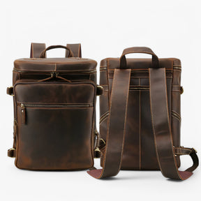 bags : Rugzak Bruin - Luxe Volledig Lederen in van Pantino