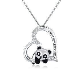 Necklace : Ketting Zilver - Sterling Panda in van Pantino