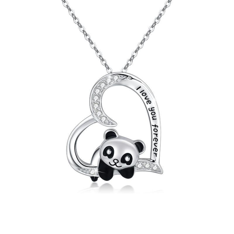 Necklace : Ketting Zilver - Sterling Panda in van Pantino