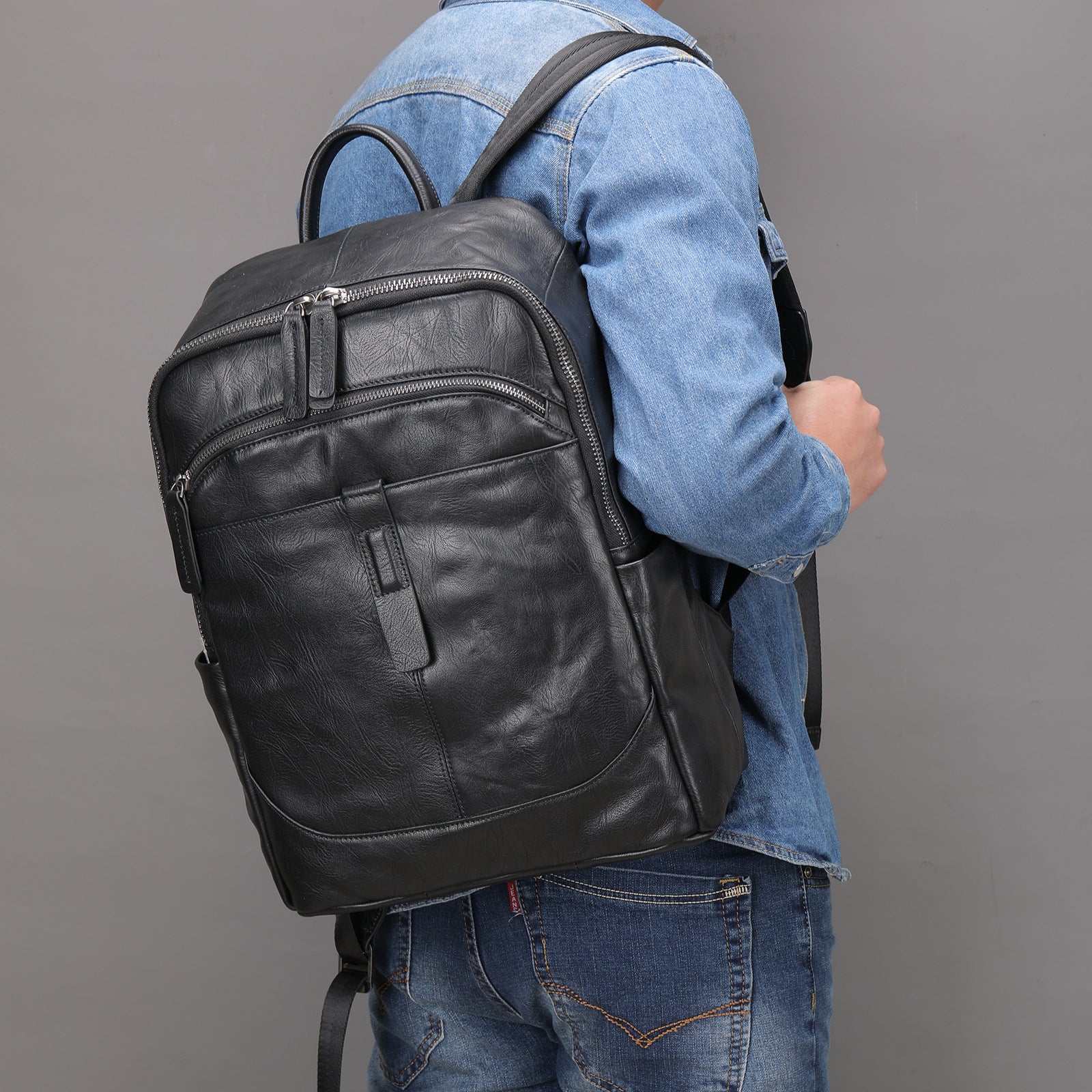bags : Rugzak Zwart - Executive Craft Lederen in Zwart van Pantino