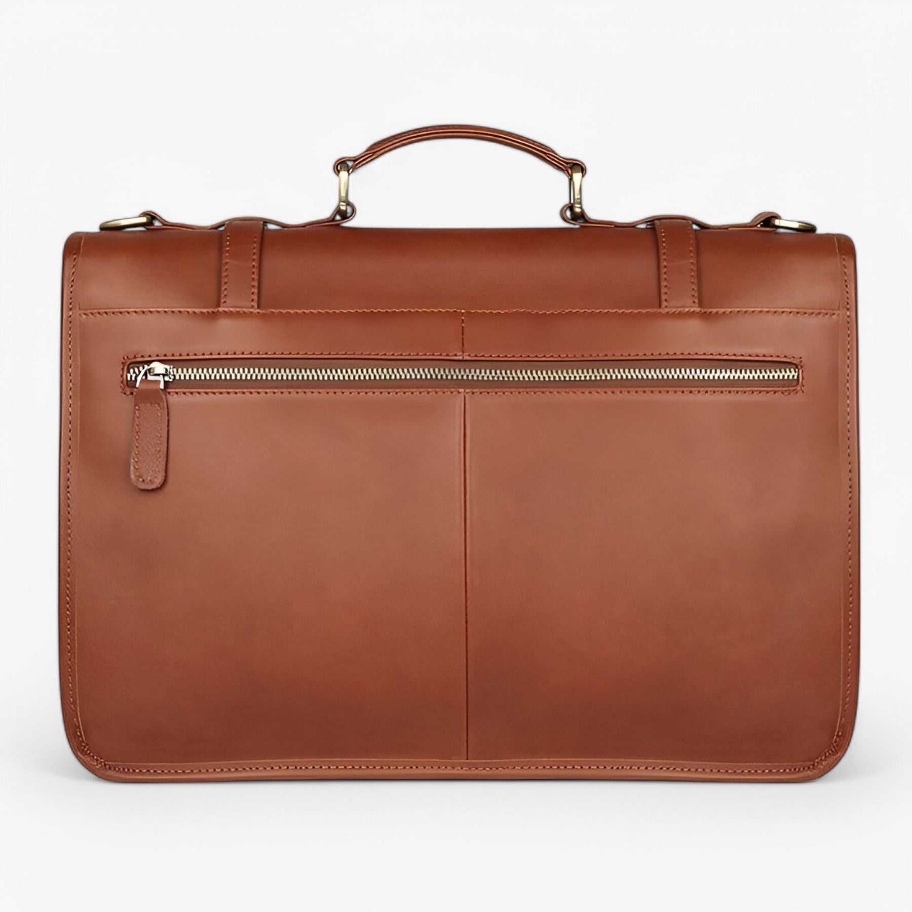 bags : Elegante Lederen Aktetas - Bruinachtig Geel in van Pantino
