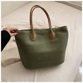 bags : Groene Geweven Strandtas met Handvatten - Perfect voor Zomer & Vakantie in Groen 41x30x14cm van Pantino