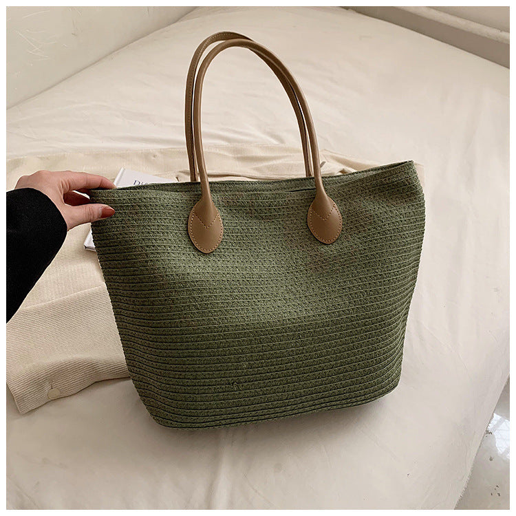 bags : Groene Geweven Strandtas met Handvatten - Perfect voor Zomer & Vakantie in Groen 41x30x14cm van Pantino