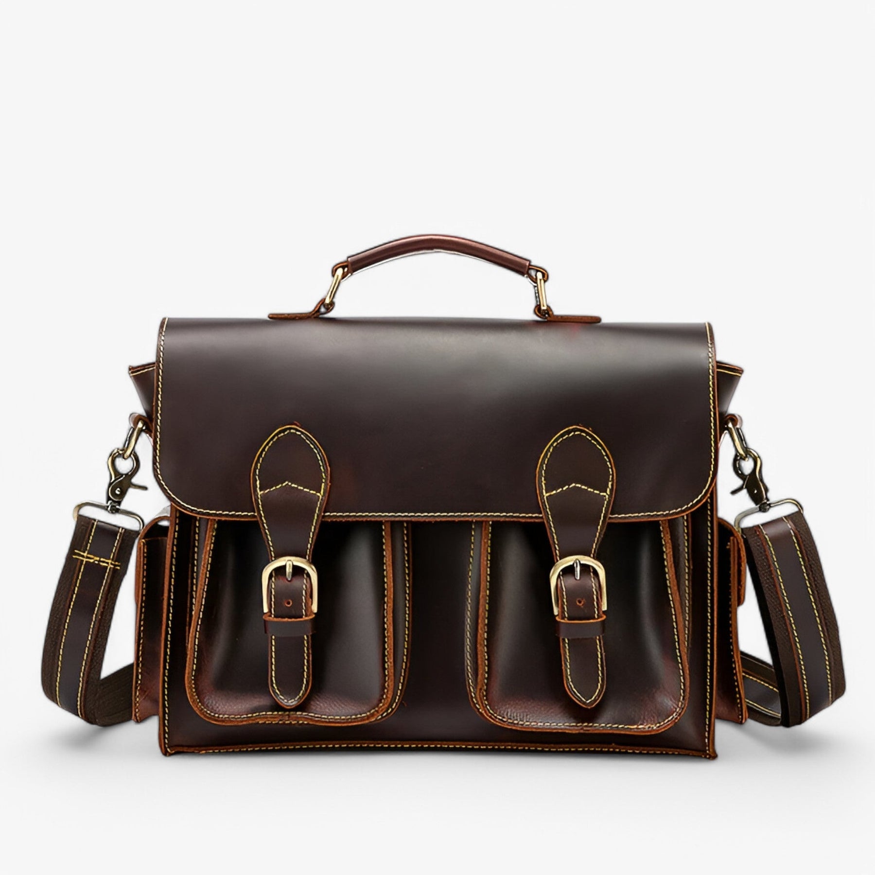 bags : Retro Lederen Aktetas Leer in Marron van Pantino