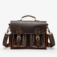 bags : Retro Lederen Aktetas Leer in Marron van Pantino