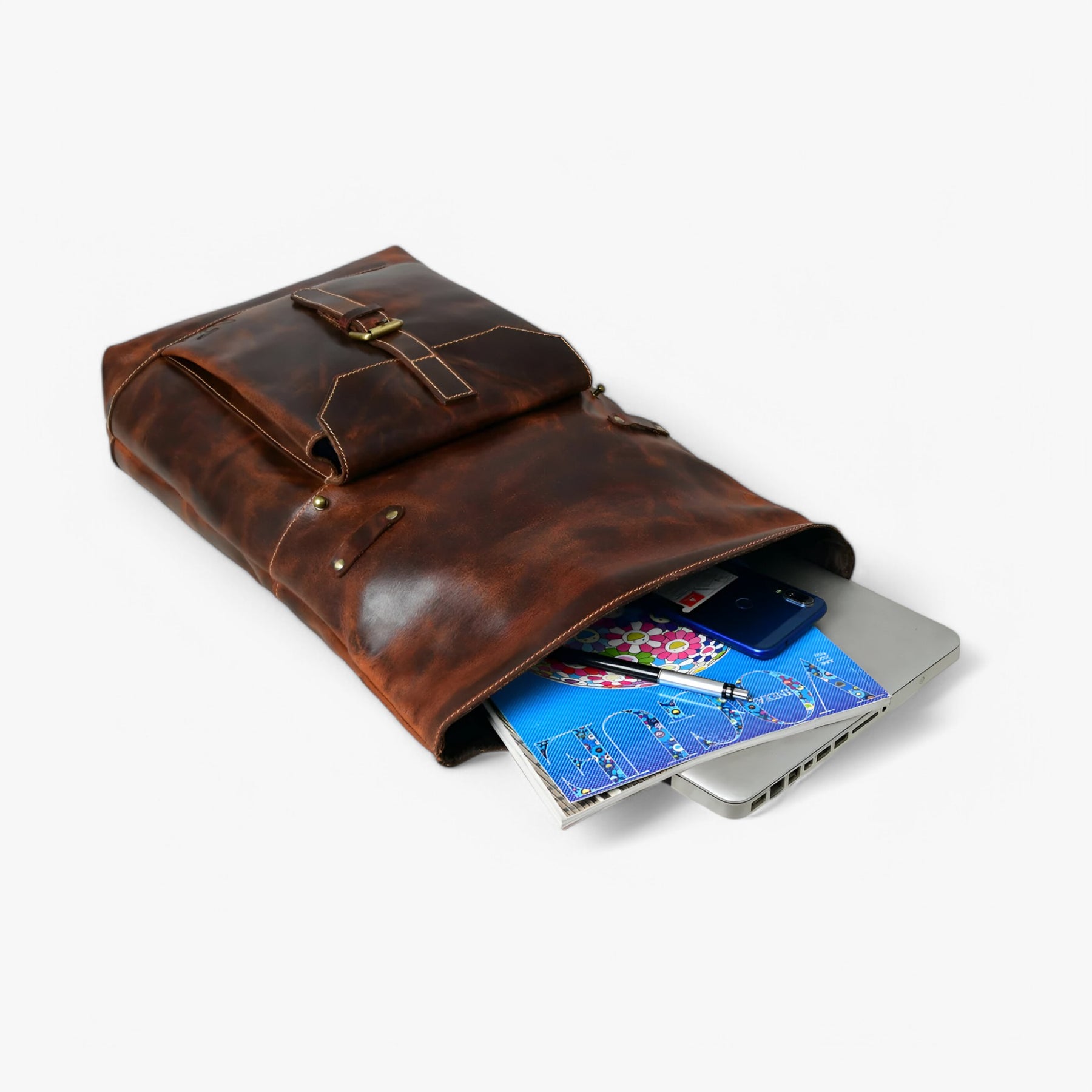 bags : Rugzak Bruin - Roll-Top in van Pantino